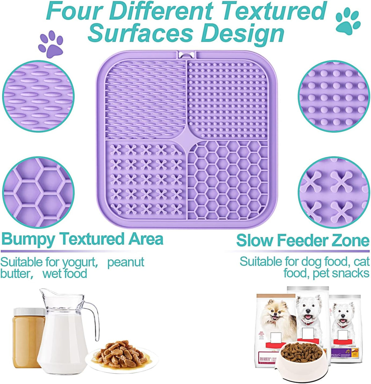 LUKITO Lick Mat for Dogs & Cats 2 Pack, Slow Feeder Licking Pad with Suction Cups for for Anxiety Relief and Boredom Reducer, Perfect for Bathing Grooming 