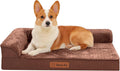Rainmr Waterproof Dog Bed for Small Dogs - Orthopedic Memory Foam Puppy Couch Sofa, Removable Cover & Anti-Slip Bottom, 35x23 Inches, Brown