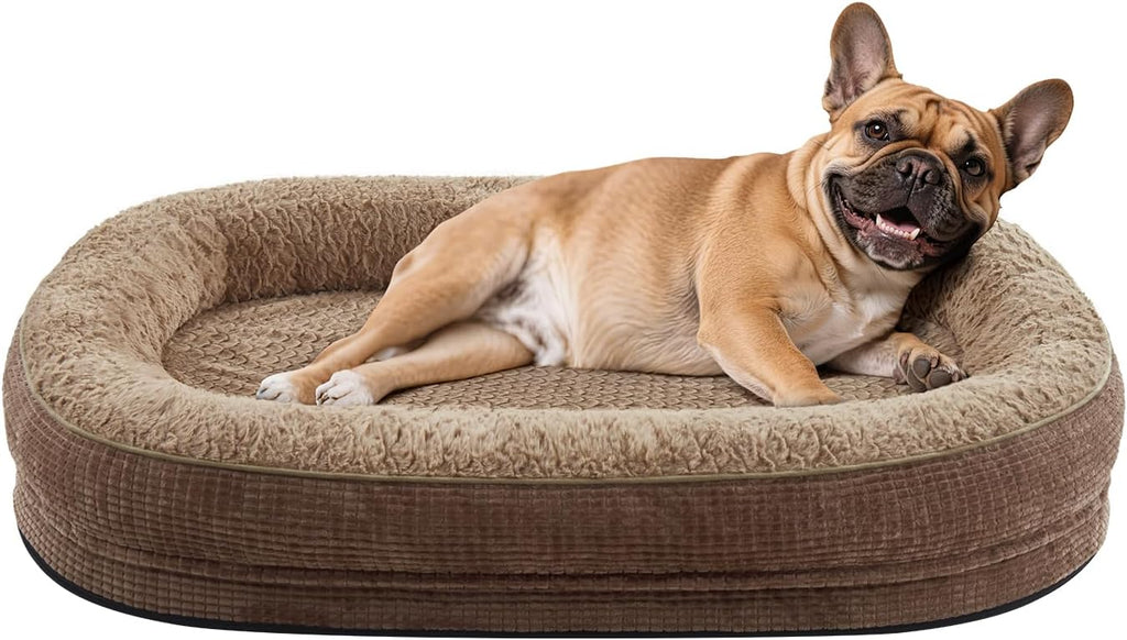 JOEJOY Orthopedic Dog Bed for Medium Dogs, 360° Oval Bolster, 28"