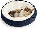 Love's cabin Round Donut Cat and Dog Cushion Bed, 20in Pet Bed for Cats or Small Dogs, Anti-Slip & Water-Resistant Bottom, Super Soft Durable Fabric Pet beds, Washable Luxury Cat Dog Bed Navy Stripe