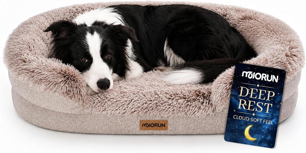 Miorun Fluffy Orthopedic Dog Beds Large Sized Dog, 40" Bolster Sofa Bed