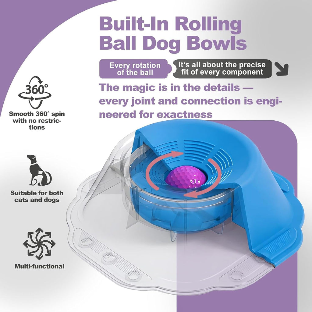 Slow Feeder Dog Lick Bowl with Rolling Ball, Dog Enrichment Toy