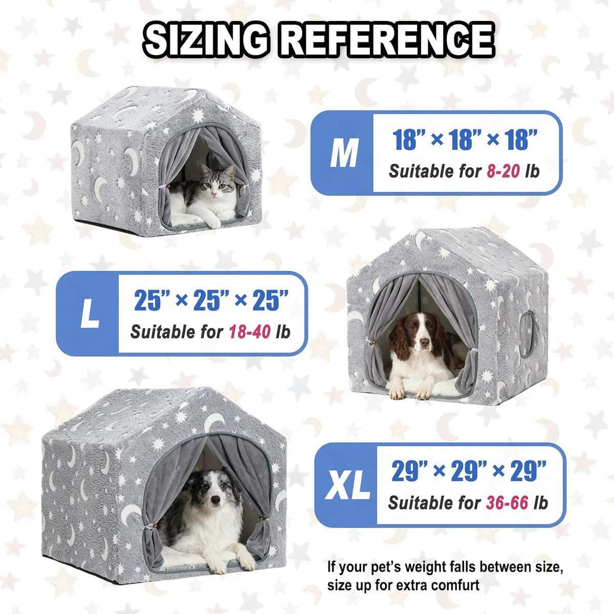 Indoor Dog House, Soft Warm Glow Dog Cave for Small & Medium Dogs
