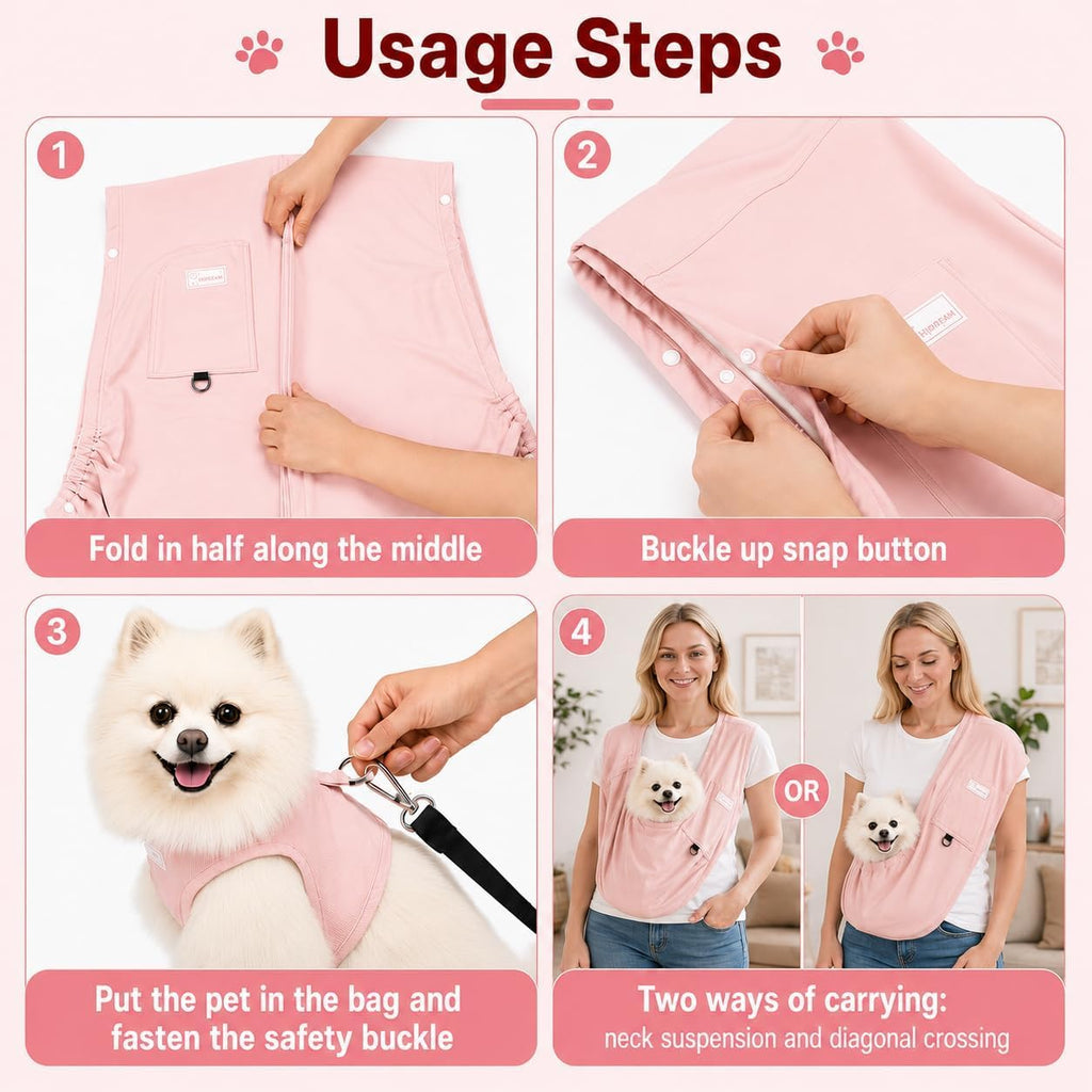 Ice Silk Dog Sling Carrier, Adjustable Safety Strap