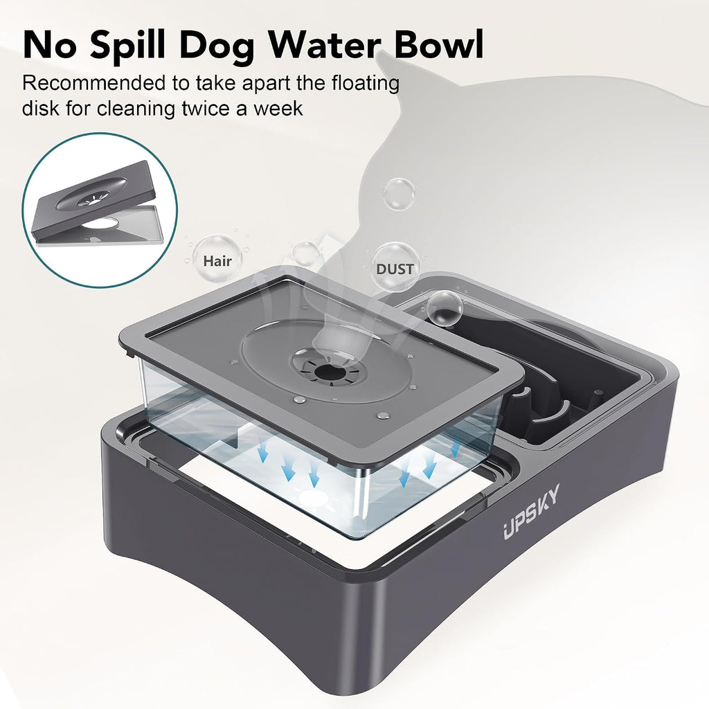 UPSKY 2-in-1 Elevated Dog Bowls Set with 4 Height Adjustable Stand, Gray