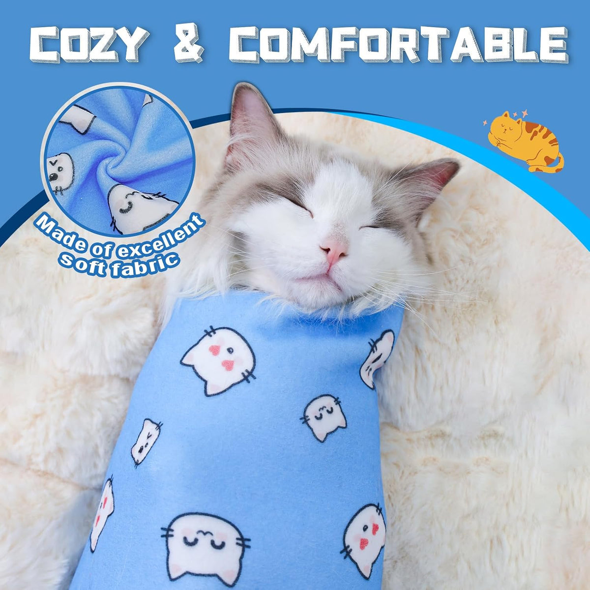 Supet Cat Grooming Wrap for Nail Trimming, Self-Adherent Calm Cat Swaddle