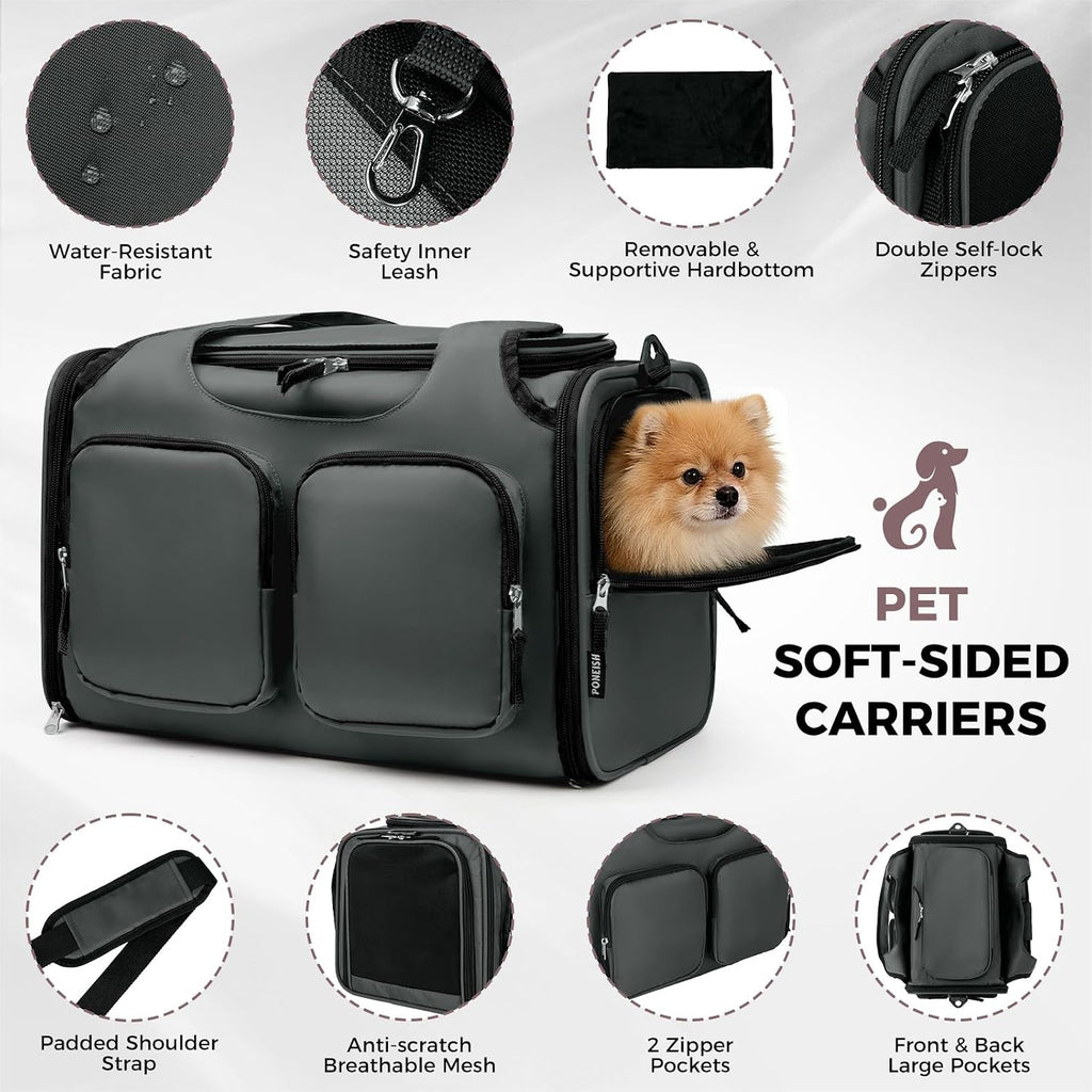 Dog Cat Carrier Airline Approved Collapsible Soft-Sided Pet Travel Bag