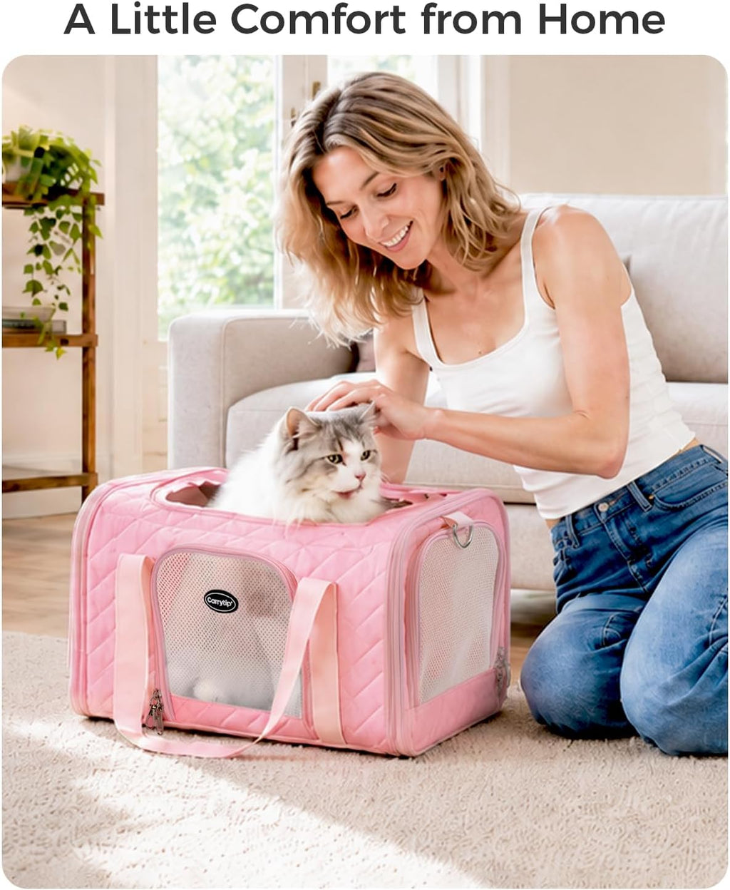Cat Carrier Airline Approved, Soft Pet Carrier, 17x11x9.5 in, Pink