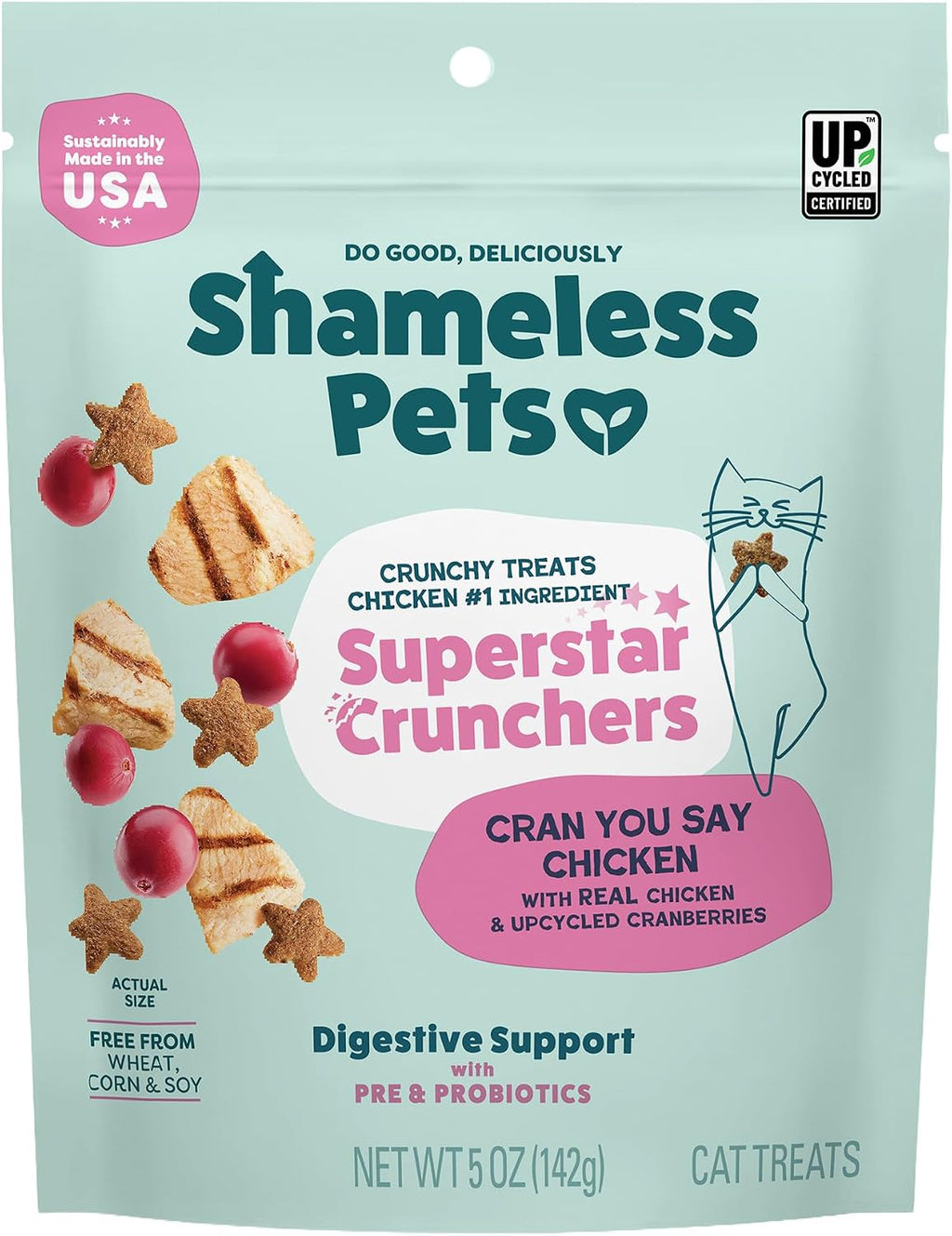 Shameless Pets Cran You Say Chicken Crunchy Cat Treats, 5 oz