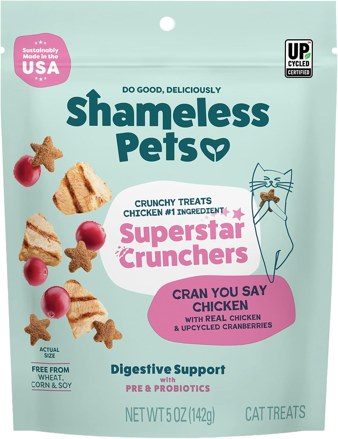 Shameless Pets Cran You Say Chicken Crunchy Cat Treats, 5 oz