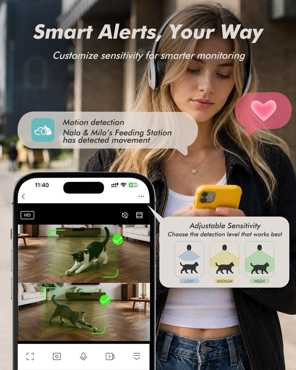 Automatic Cat Feeder for 2 Cats with 2K Cameras - 8L/ 34 Cups Dual Dog Food Dispenser for 2-18mm Dry Food, 2.4G&5G WiFi, Night Vision, 2-Way Talk, Up to 99 Portions 15 Meals Per Day, 10s Voice