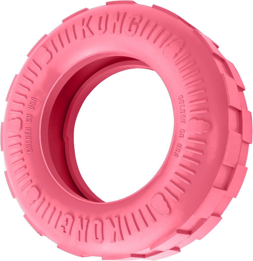 KONG Puppy Tires, Natural Rubber Teething Toy, for Small Puppies, Pink | Durable KONG Natural Rubber Chew & Fetch Toy That Promotes Healthy Teeth & Gums with a Fun Bounce & Easy Roll
