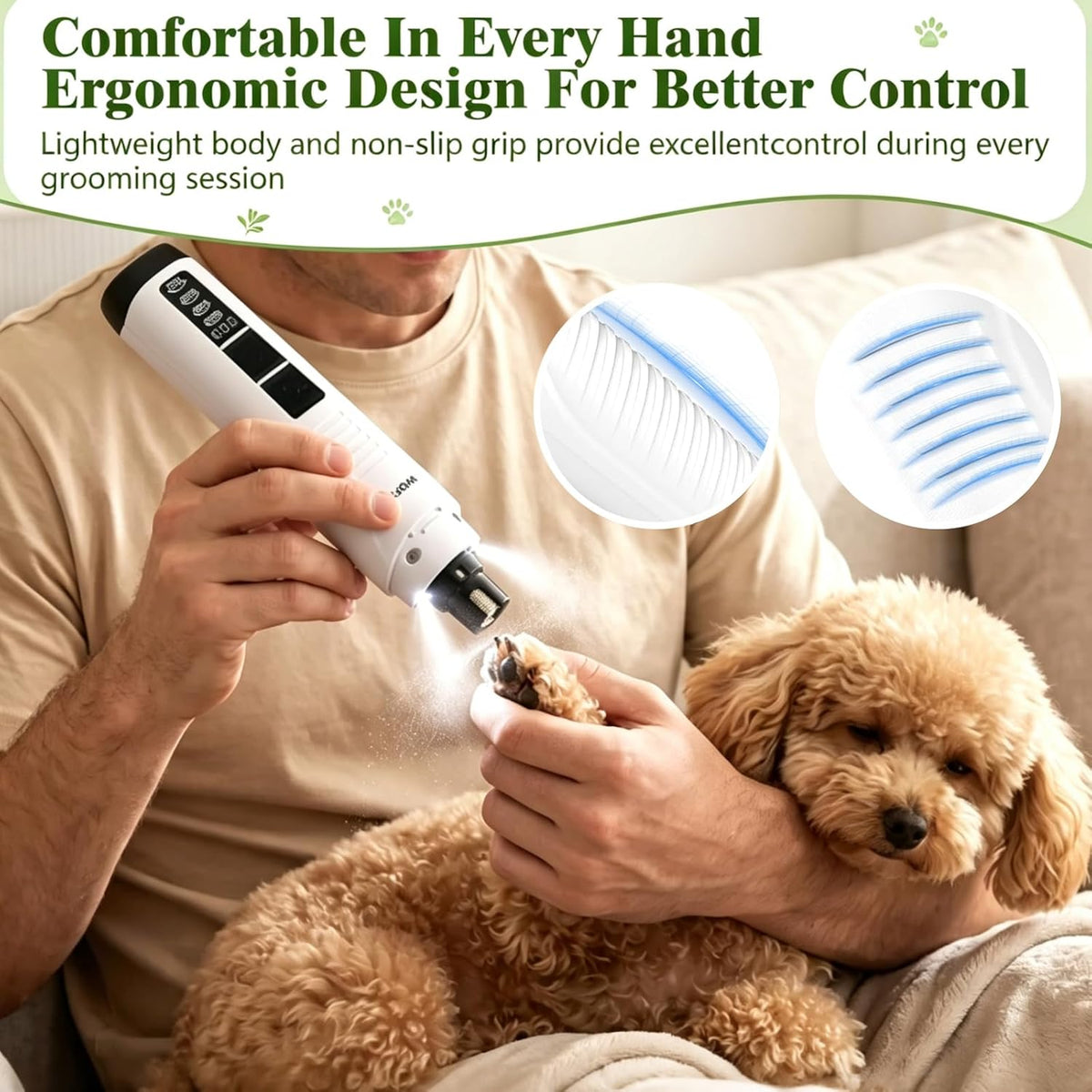Whisper-Quiet Dog Nail Grinder, Safe & Stress-Free for Sensitive Dogs Cats