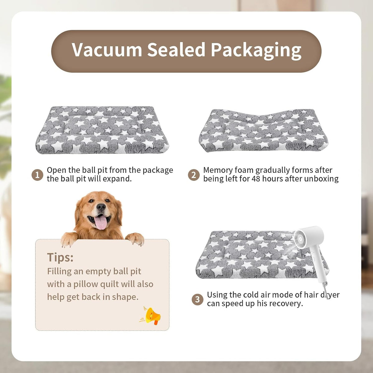 Dog Crate Mats, Dog Bed Mat, Cat Mat - Short Plush Pet Mat Crate Pad for Small Dogs, 1.6-inch Thick Thin Dog Mat, Machine Washable (Grey Star, 36.0" L x 24.0" W x 1.6" Th)