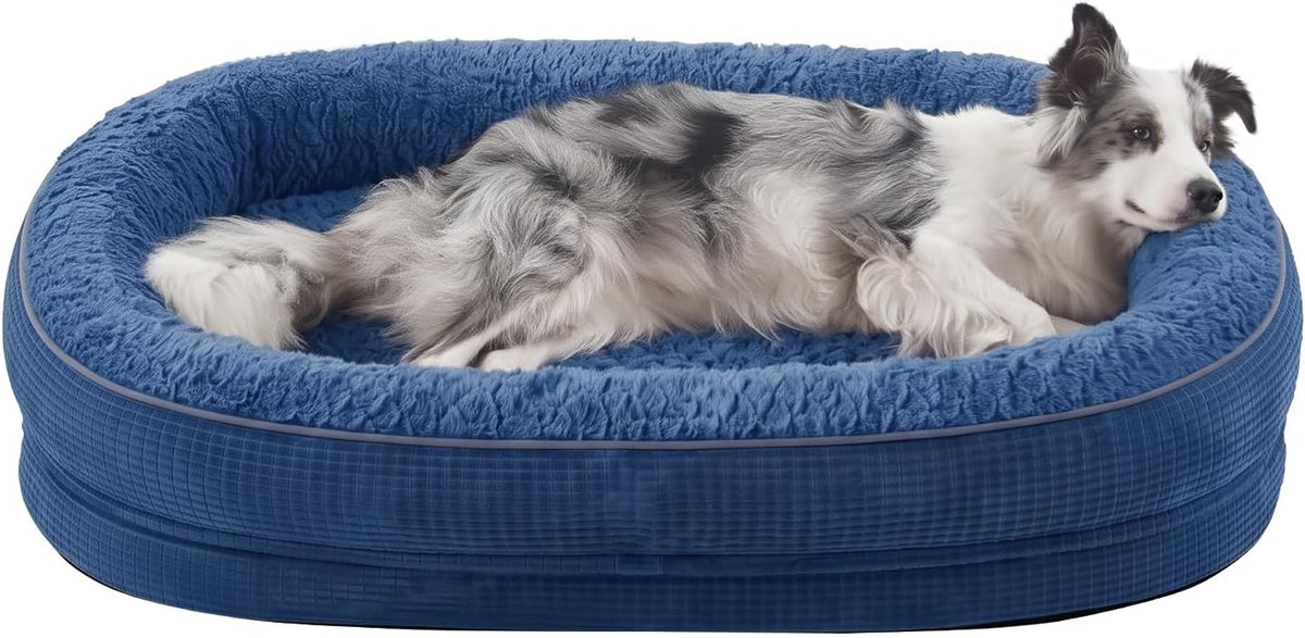 JOEJOY Orthopedic Dog Bed for Large Dogs, 360° Oval Bolster, 35"