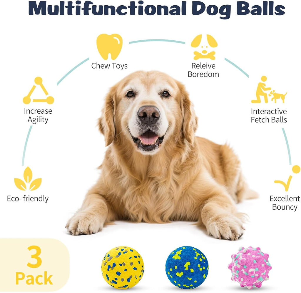 HIPPIH Dog Balls Tennis Balls, Dog Chew Toys for Aggressive Chewers ETPU | 3PCS Interactive Puppy Toys for Teething, 3'' Fetch Ball Water Toy for Small/Medium Breed,High Bouncy & Floating Dog Pool Toy