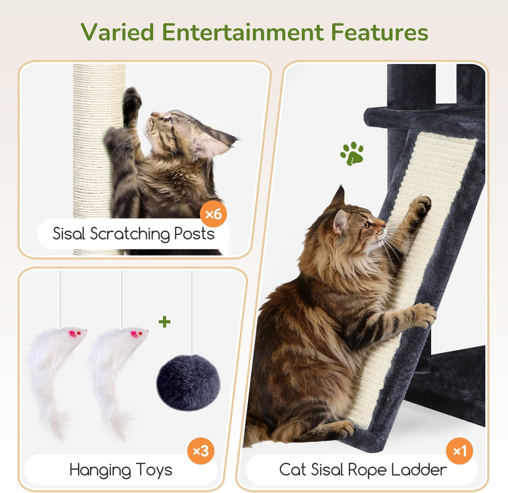 Globlazer Extra Large Cat Tree for Indoor Multiple Cats, S78G, Dark Grey
