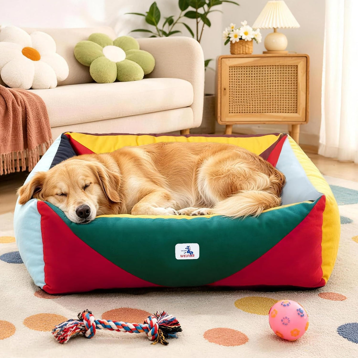Cotton Canvas Dog Bed (290gsm Thick) 38"x30"x12" Durable Waterproof