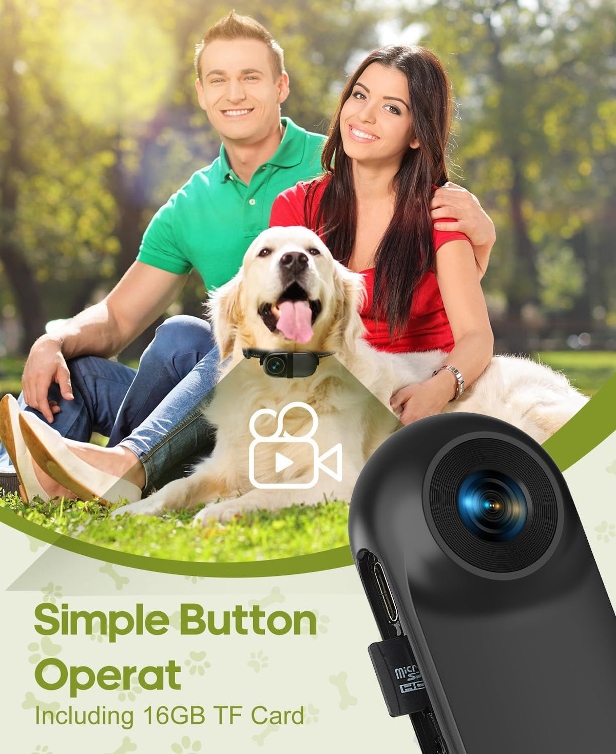 Cat Camera Collar, with 16G SD Card, 1080P HD Wireless Mini Sport Cam with Video Recording Reflective Cat Collar, Small Action Camera for Pet Supplies, Indoor/Outdoor Body Cam for Cats, Matte Black