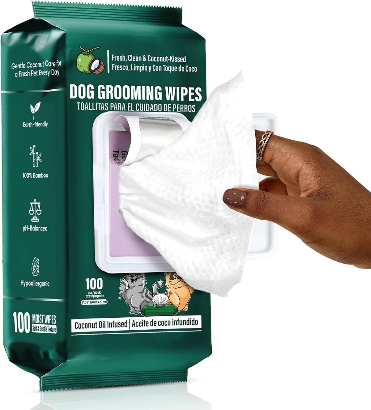 ATIFBOP Dog Wipes for Paws and Butt, Hypoallergenic Grooming, 100 ct