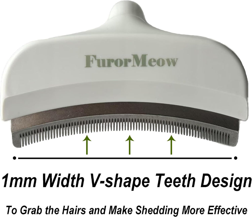 Pet Deshedding Tool with Curve Blade, Cat Grooming Brush, Tight V-shaped Teeth Shedding Comb for Cats and Dogs (White, Large)