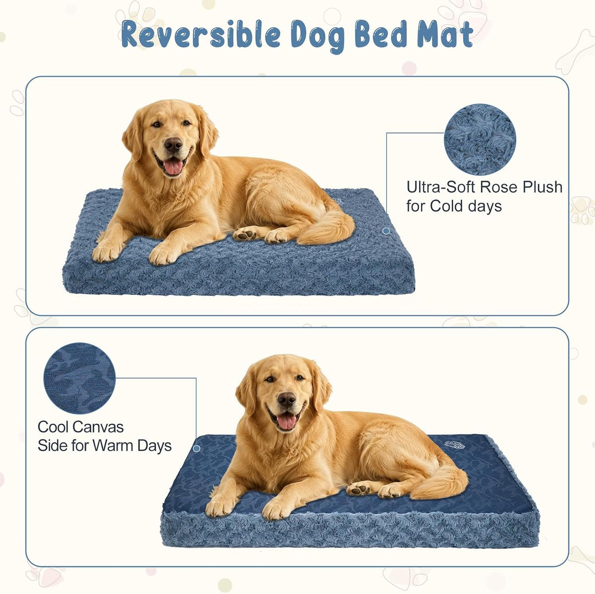 EMPSIGN Dog Bed Mat Crate Pad Mattress, Ultra Soft Pet Kennel, Navy, XXL