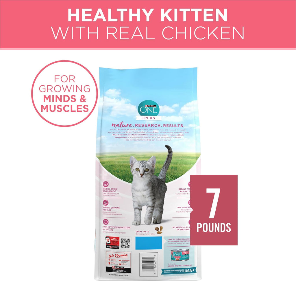 Purina ONE High Protein Natural Kitten Dry Cat Food, 7 lb Bag