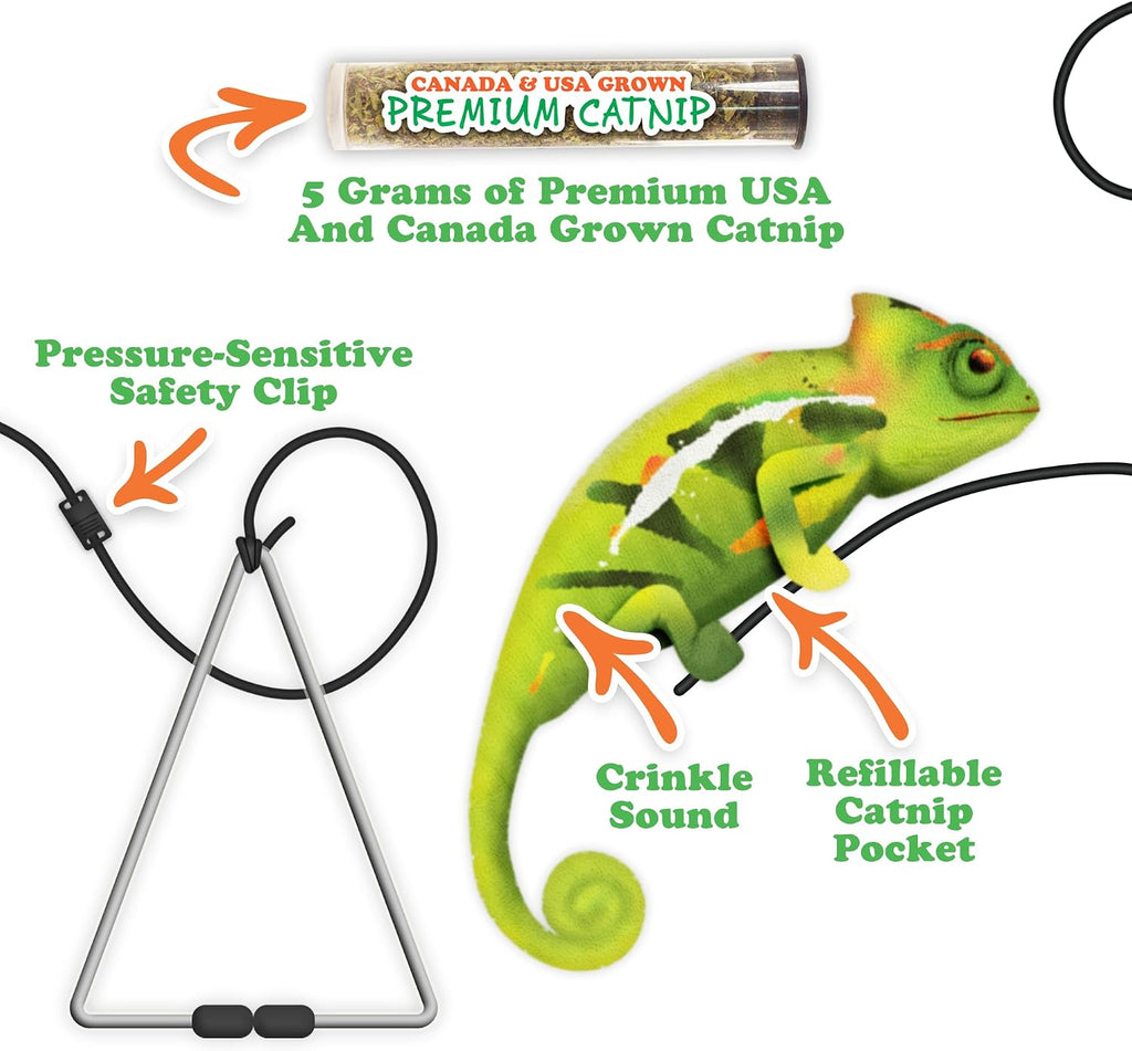 Meowijuana Jump 'n' Jamb Chameleon Door-Hanging Cat Toy | Refillable