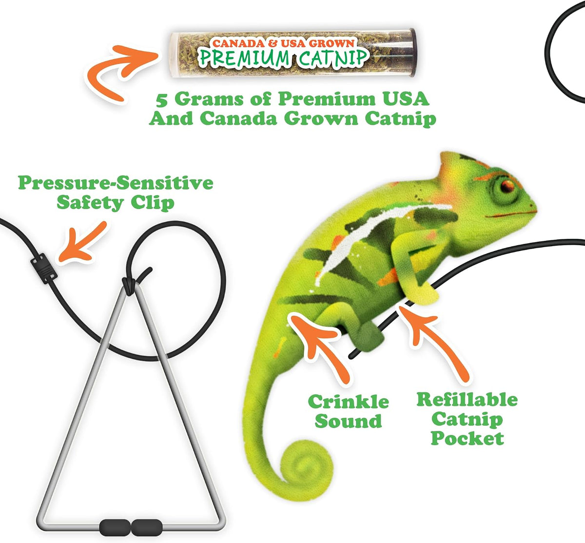 Meowijuana Jump 'n' Jamb Chameleon Door-Hanging Cat Toy | Refillable