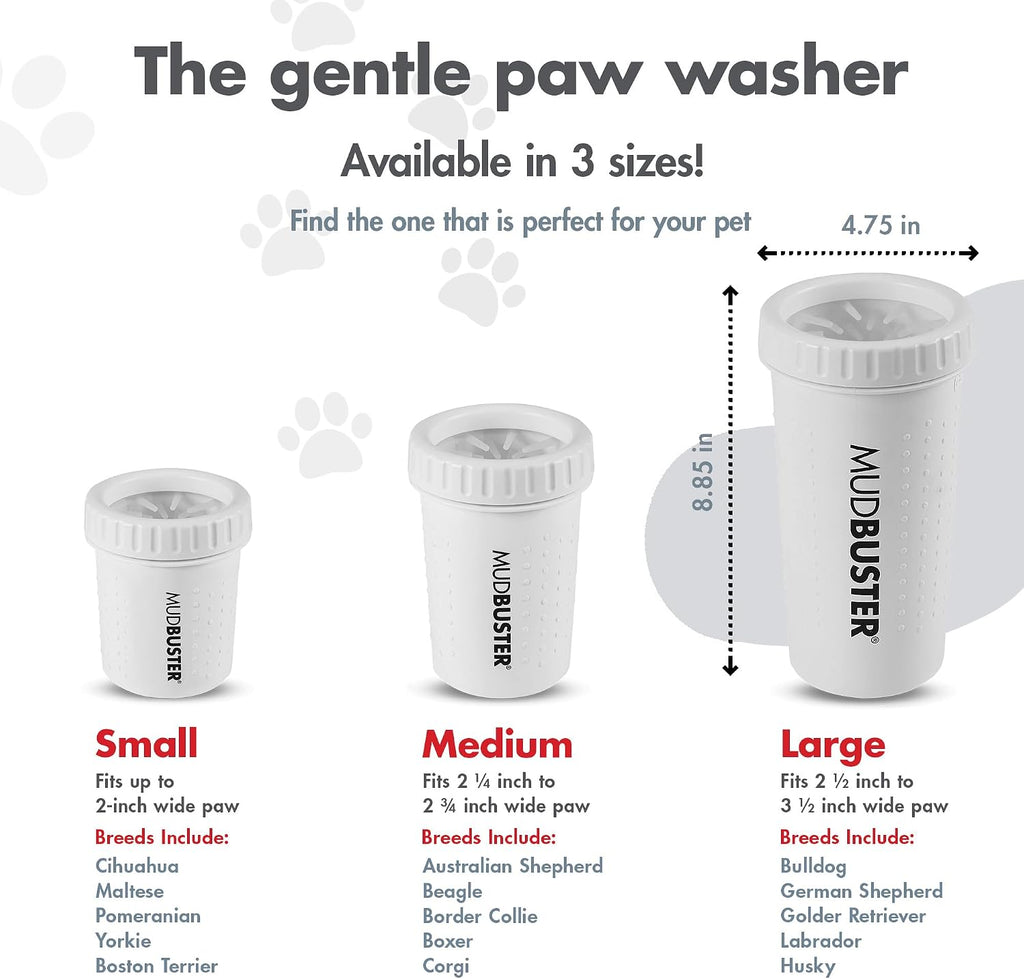 Dexas MudBuster Portable Paw Cleaner for Dogs, Large, Bright White Special Edition, Premium Pet Supplies and Accessories