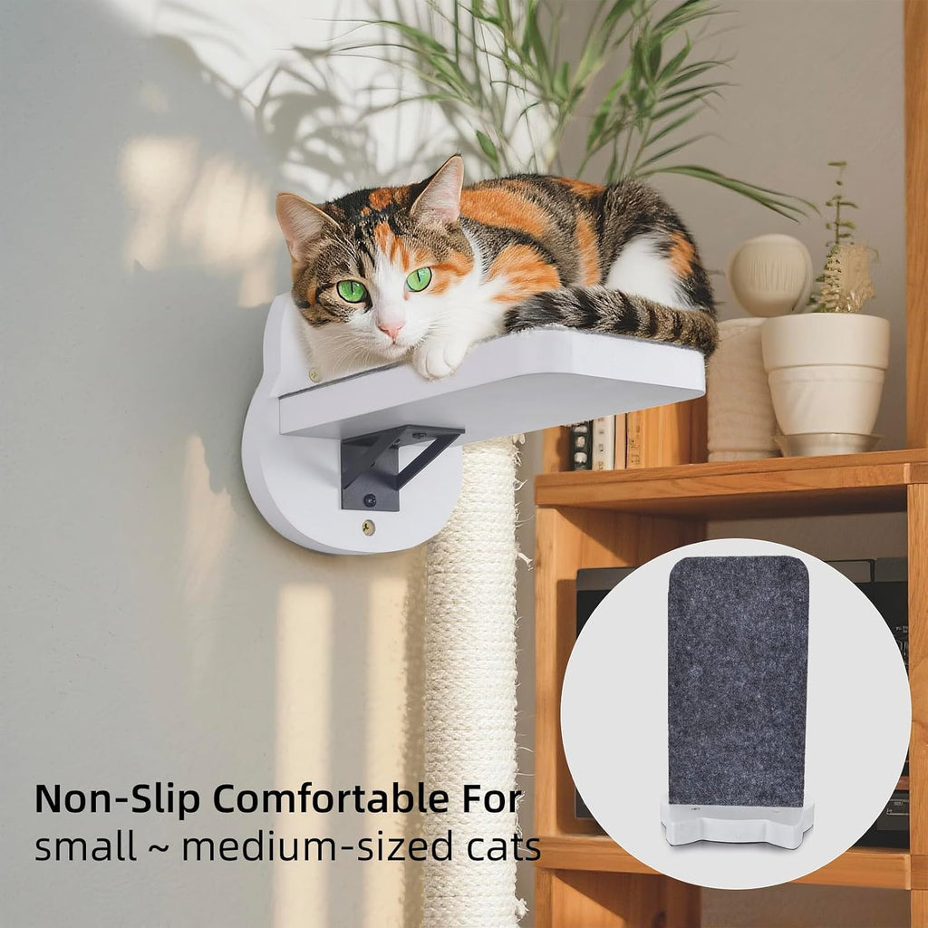 ESPETS White Painted Wooden Cat Wall Floating Steps Set of 3