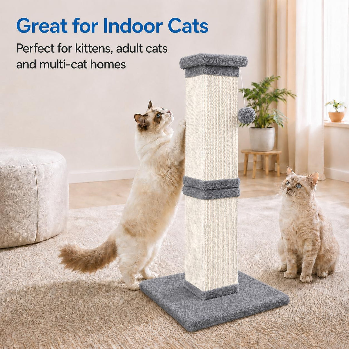 Cat Scratching Post for Indoor Cats, Sisal Cat Scratcherl, 32 Inch
