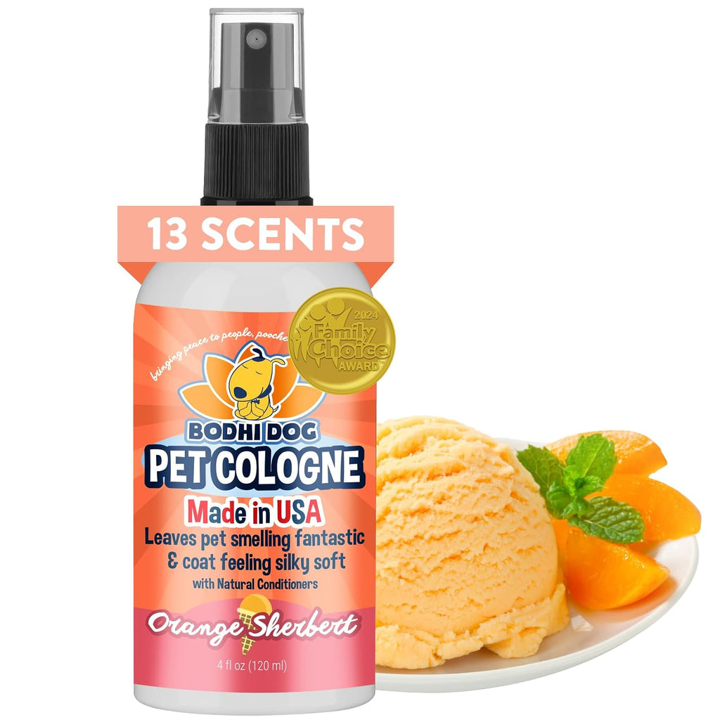 Bodhi Dog Premium Dog Cologne - Deodorizing Dog Perfume & Conditioner for Dogs & Cats - Natural Long Lasting Spray for Pets - Gentle & Safe Formula, Made In USA (Orange Sherbert 4 Fl Oz)
