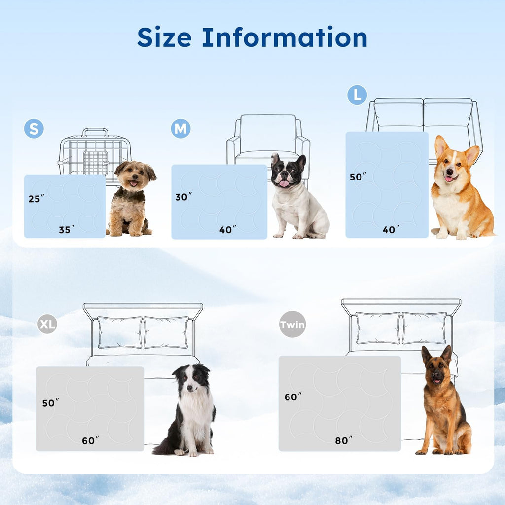 ZOMISIA Premium Cooling Blanket for Small Dogs -Q-MAX>0.5 Breathable Washable Dog Cooling Mat, Travel Soft Pet Summer Essentials, Blue, 25"x35"