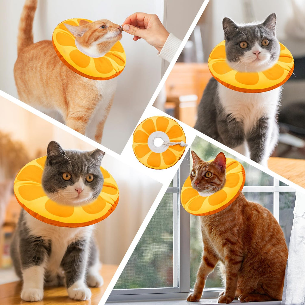 Seyezo Cat Cone Collar Soft, Adjustable Cat Recovery Cone, Orange, Medium