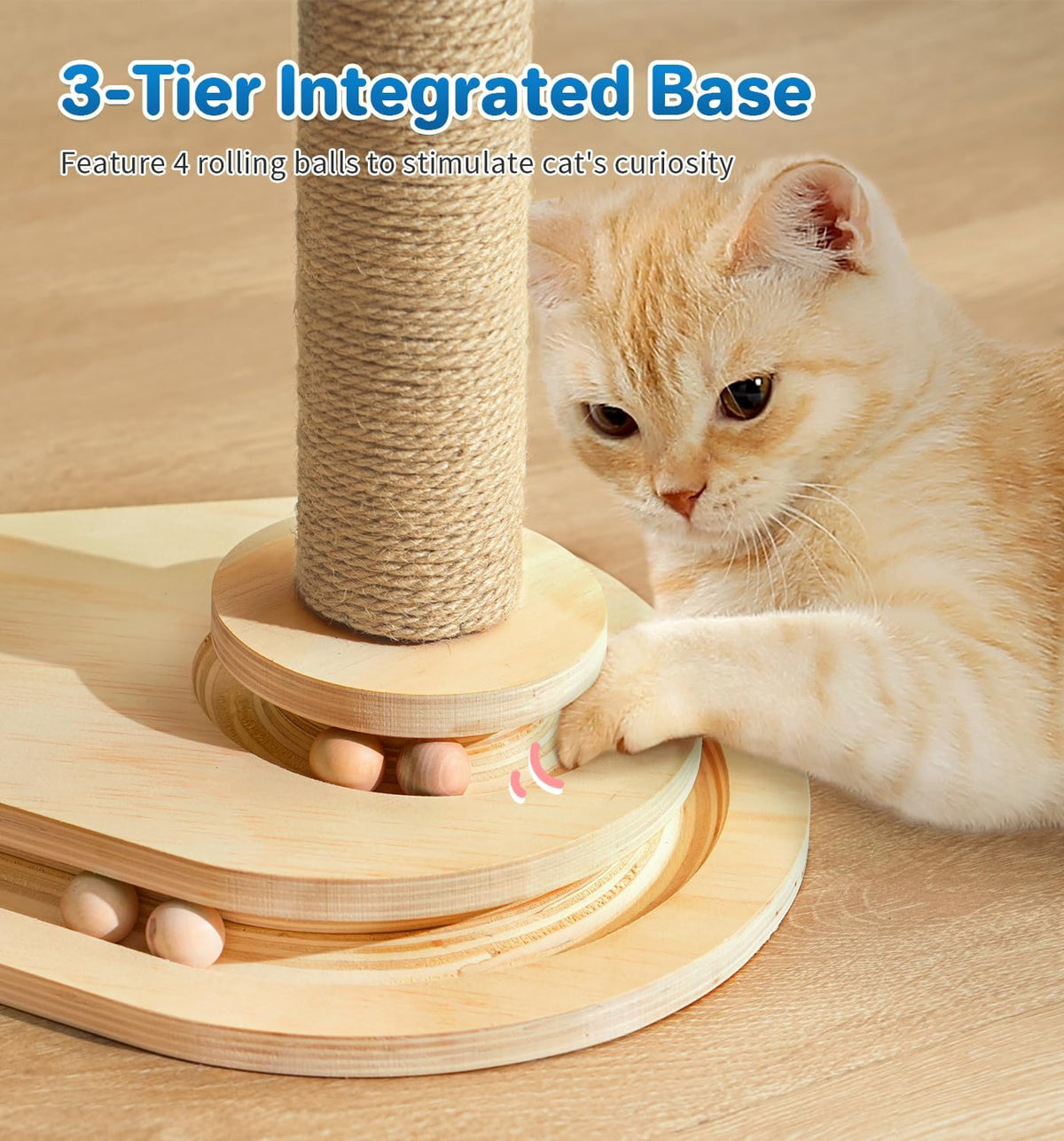 Made4Pets Kitten Toy Scratching Post with Self Groomer for Indoor Cats