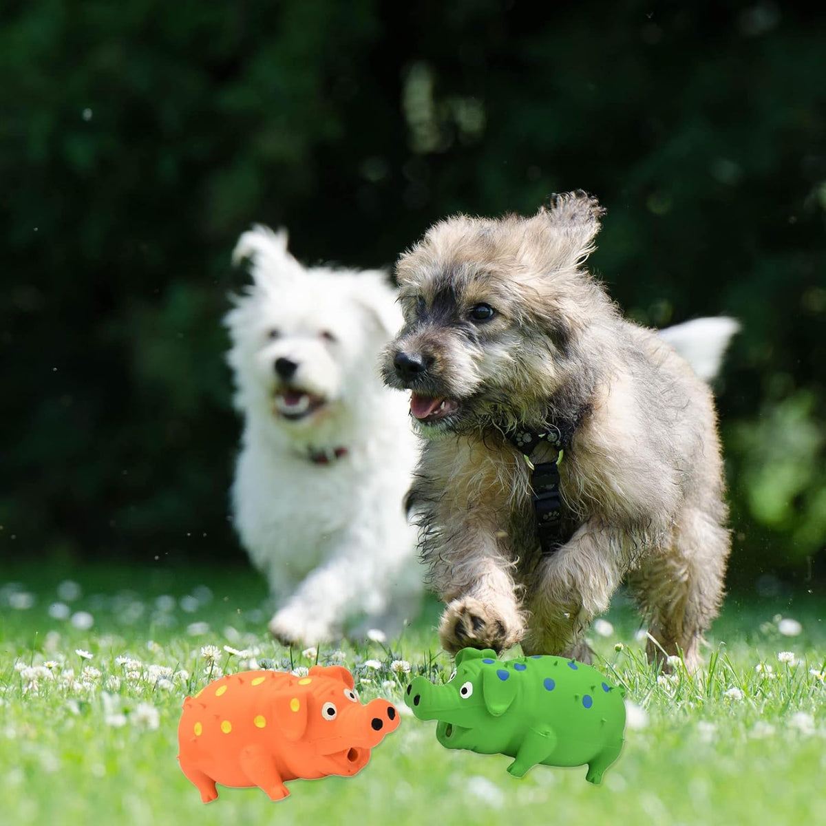 Squeaky Pig Dog Toy, 2 PCS Durable Latex Rubber Dog Toys for Chewing