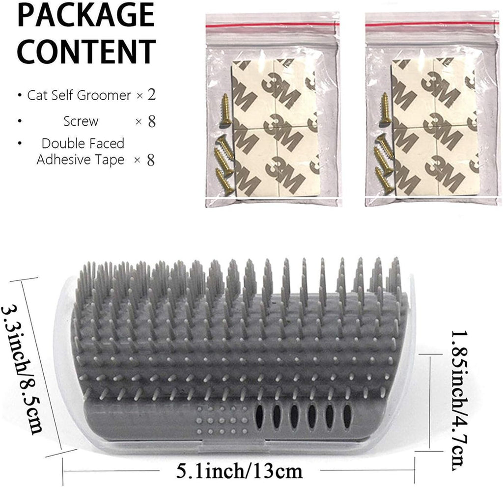 Kingtree Cat Wall Scratcher Self Groomer with Catnip, 2PCS Softer Cat Corner Brush Face Scratchers, Wall Corner Groomer Self Grooming Massage Combs for Long & Short Fur Cats 
