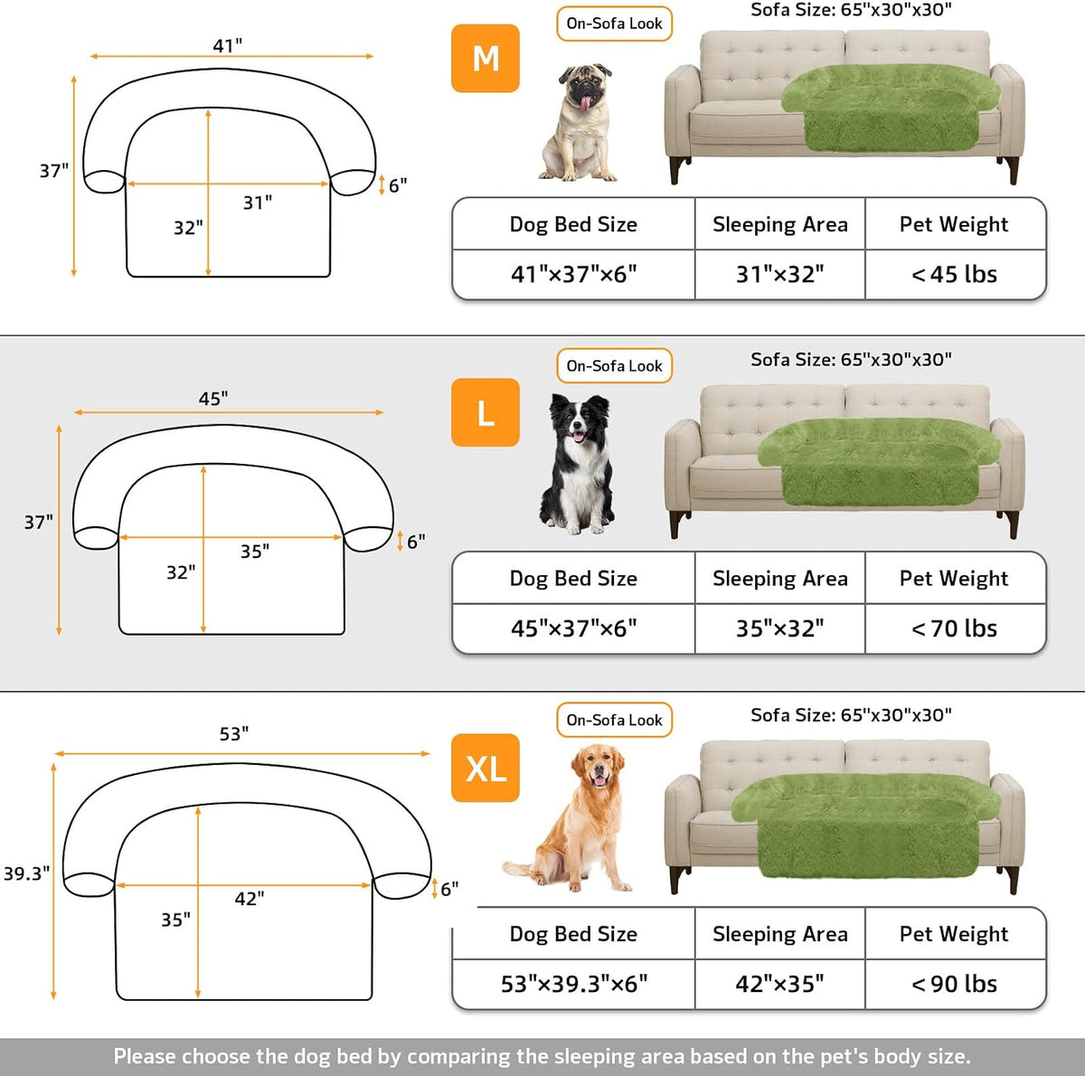 GGIB Calming Dog Bed Fluffy Plush Dog Mat for Furniture Protector with Removable Washable Cover for Large Medium Small Dogs and Cats (Large, Grass Green)