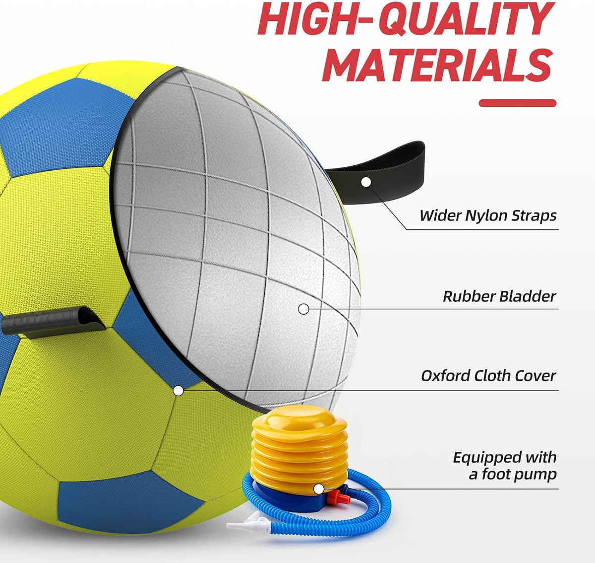 QDAN 25 Inch Herding Ball for Dog with Straps, Outdoor Dog Toys for Herding | Interactive Large Dog Herding Ball Chasing Training, Dog Ball for Border Collie, Australian Shepherd, Blue Heeler & Horses