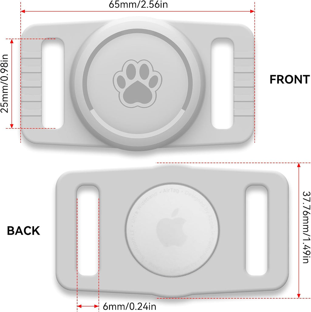 GOCII for Airtag Dog Collar Holder 2 Pack,Waterproof Dog Collar Holder for Apple AirTag(Gen 1 & 2),Silicone Air Tags Case for Dog Collars(Light Gray)