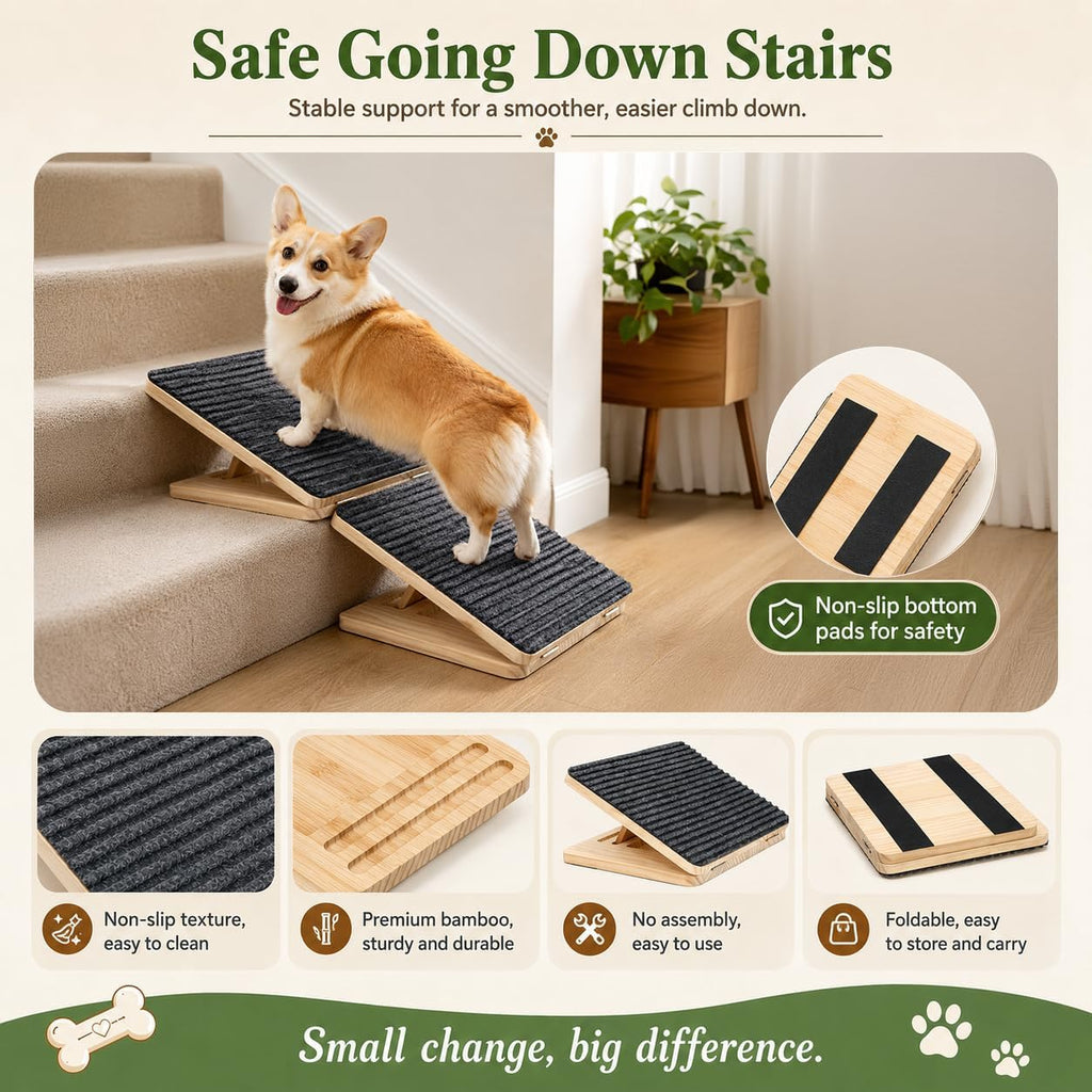 Dog Ramp for Stairs, Foldable Stair Wedges Assist for Small Dogs, 1 Pack