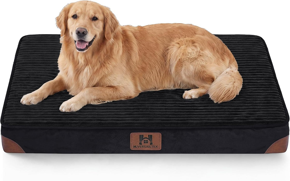 H.VERSAILTEX Waterproof Orthopedic XL Dog Bed for Crate, Black, 41"x28"x4"