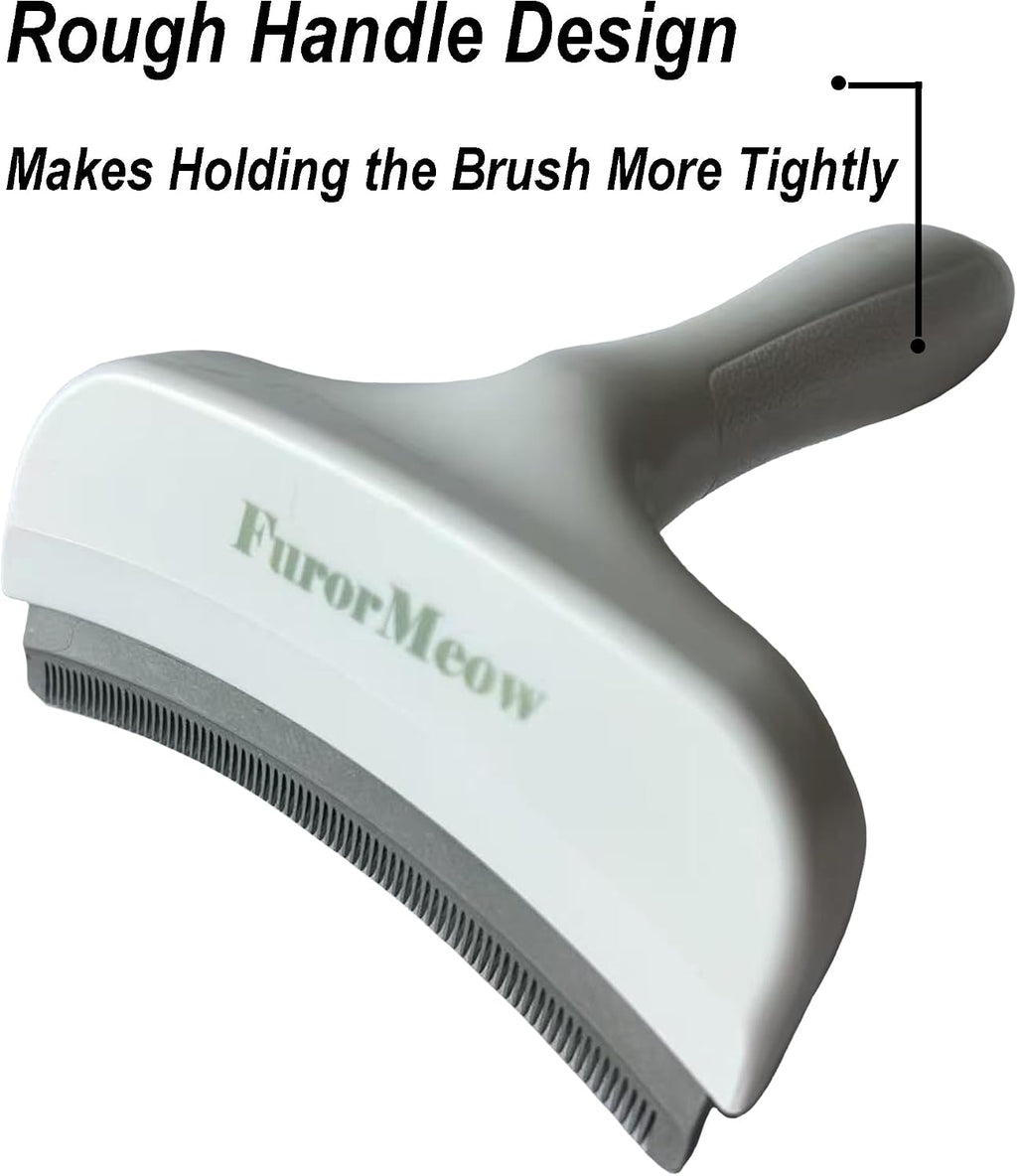 Pet Deshedding Tool with Curve Blade, Cat Grooming Brush, Tight V-shaped Teeth Shedding Comb for Cats and Dogs (White, Large)