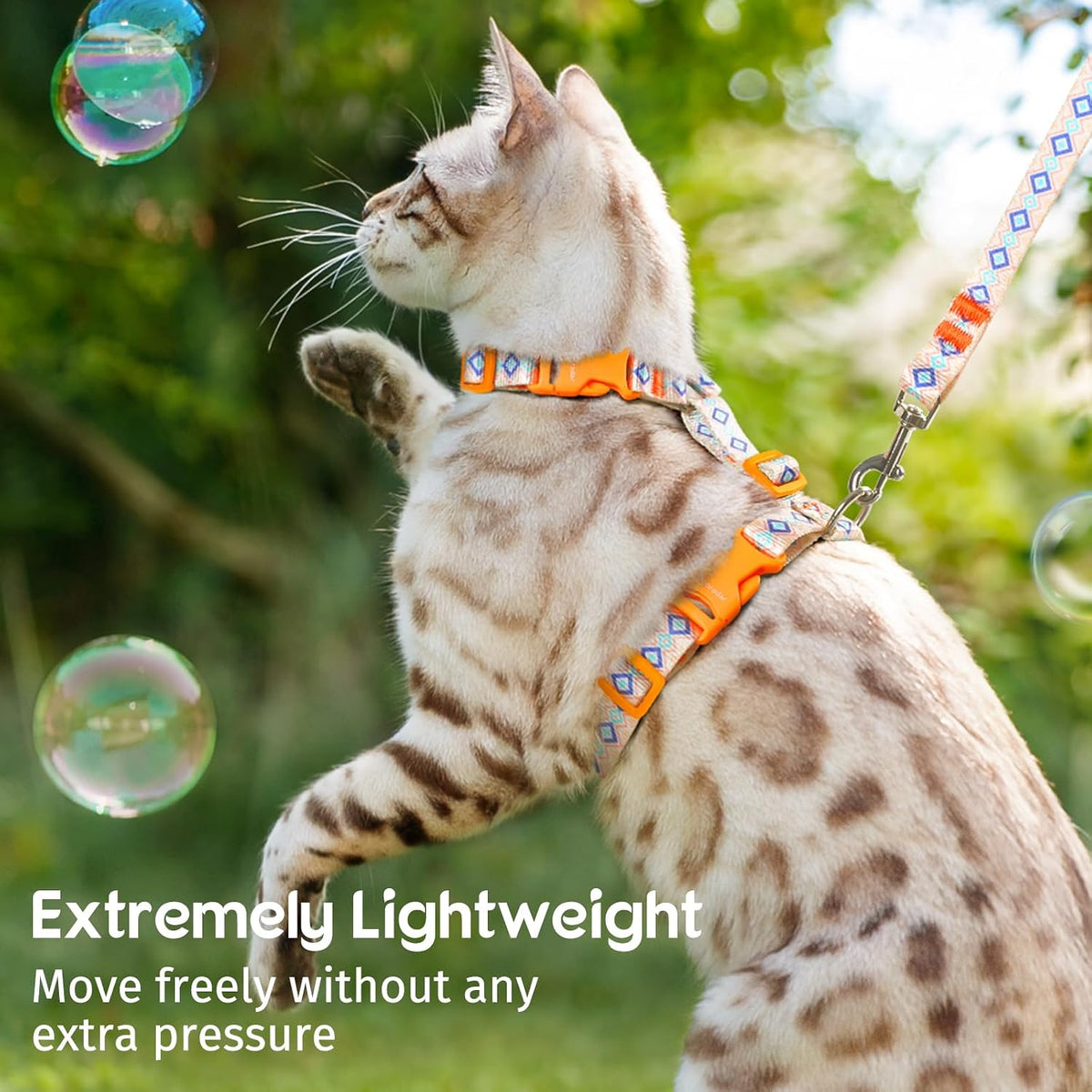 Dooradar Cat Harness and Leash Set, Adjustable Pet Straps, White