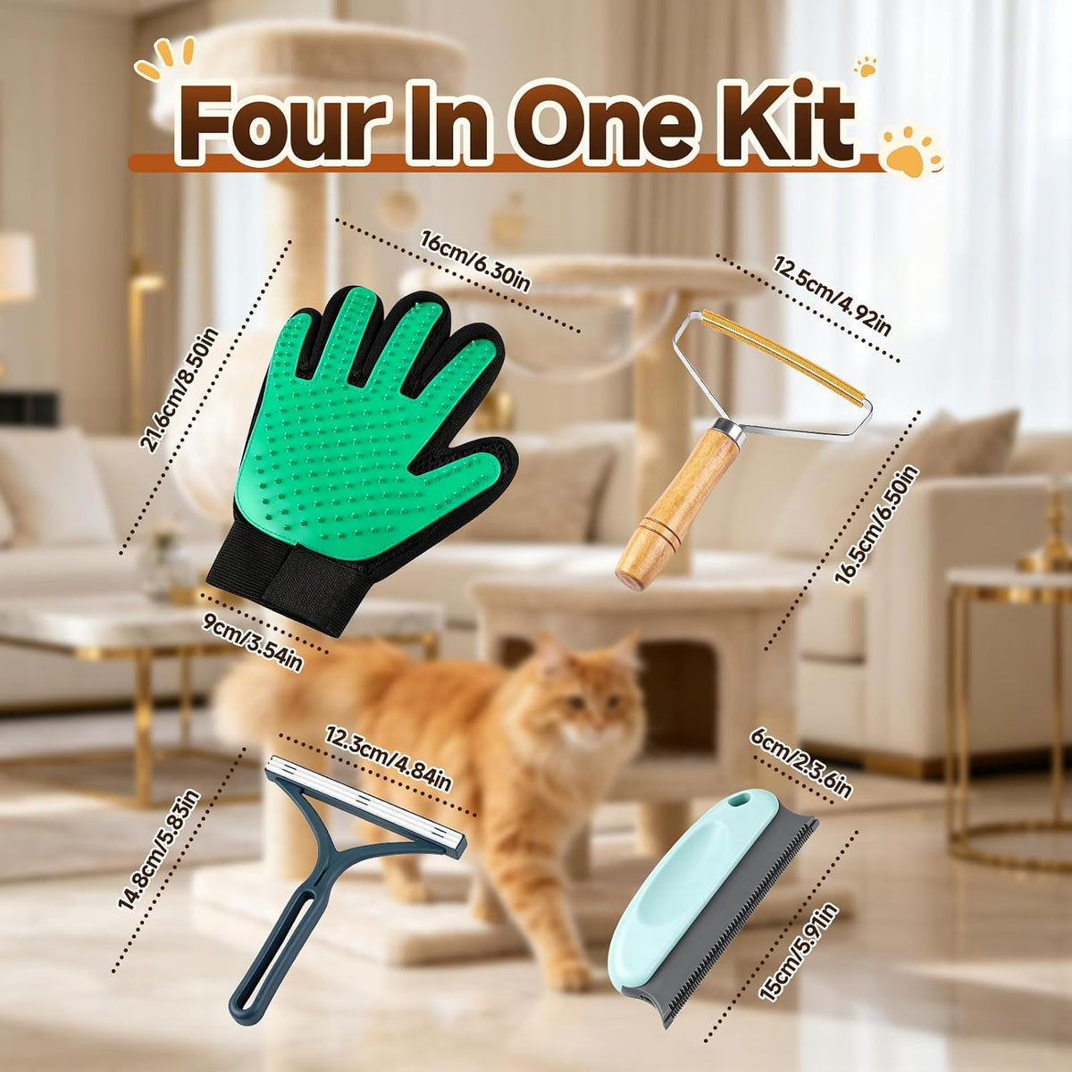 UXIETIN Cat Tree Cleaner,5 Pack with Glove Brush
