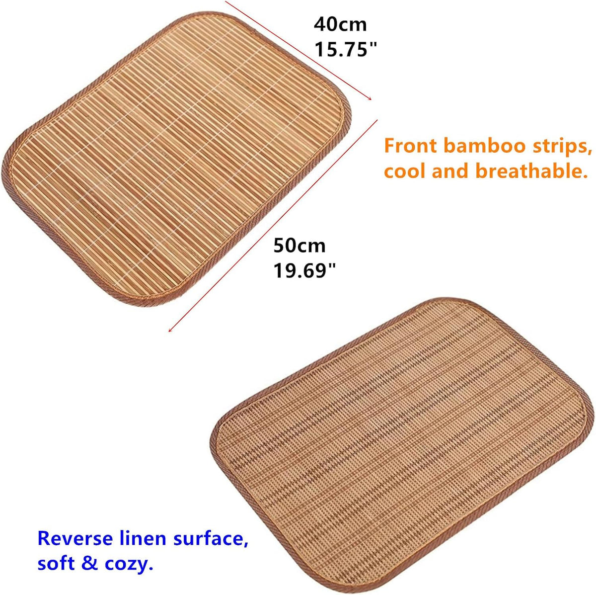 Hotrend Bamboo Pet Cooling Mat Double Sided Summer Sleeping Pad Anti-Scratch Wear Resistant Pet Bed for Small Medium Dogs Cats Foldable Breathable Sofa Car Seat Cooling Cushion Gift 50 * 40cm