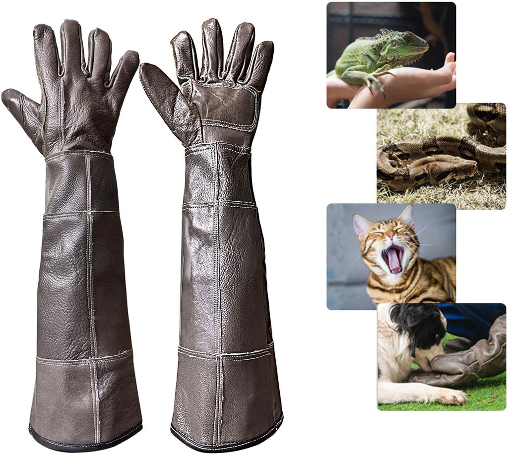 Animal Handling Gloves Bite Resistant, 60cm/ 23.6in Bite Proof Glove for Gardening, Grabbing Cat/Dog/Bird/Snake/Lizard/Falcon/Reptile, Anti-Bite Work Gloves (Upgrade, Deep Color)