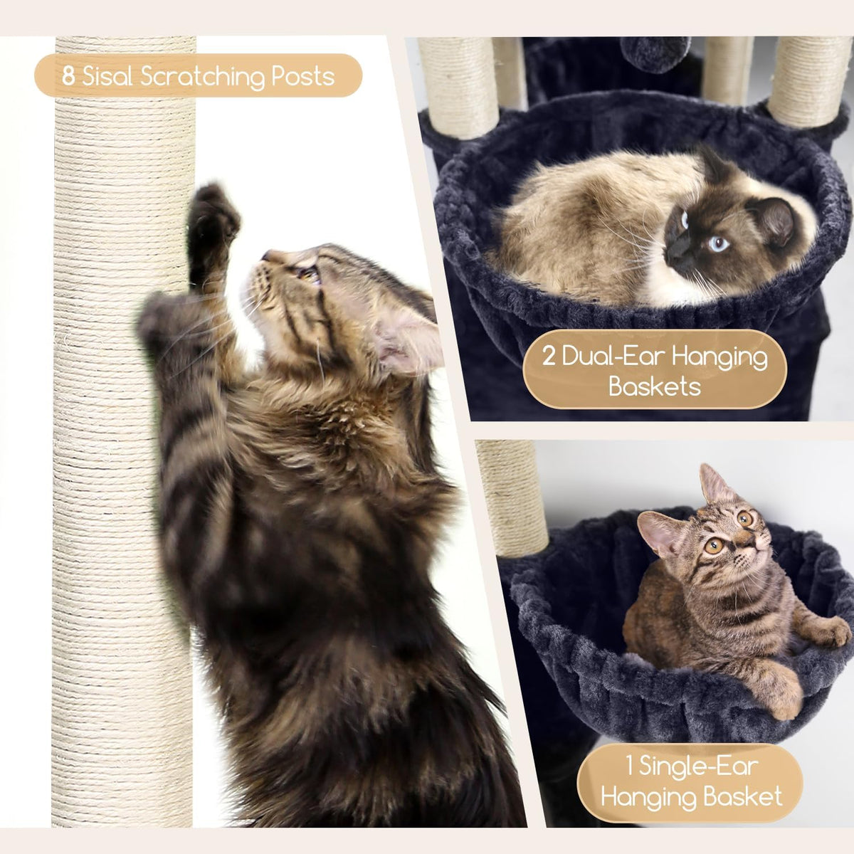 Globlazer 82in Extra Large Cat Tree Tower for Indoor Cats Large Adult, S82
