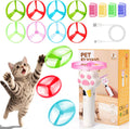 BABORUI Cat Toy Disc Launcher, Rechargeable Interactive Cat Fetch Toy Launcher with 8 Flying Discs, Flying Enrichment Toys for Indoor Bored Kittens & Adult Cats (White)